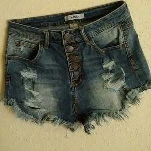 High Waisted Distressed Jean Shorts